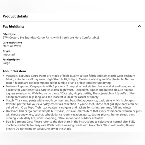 NWT-Lepunuo women's high-waisted, baggy, army green cargo pants - Picture 6 of 11